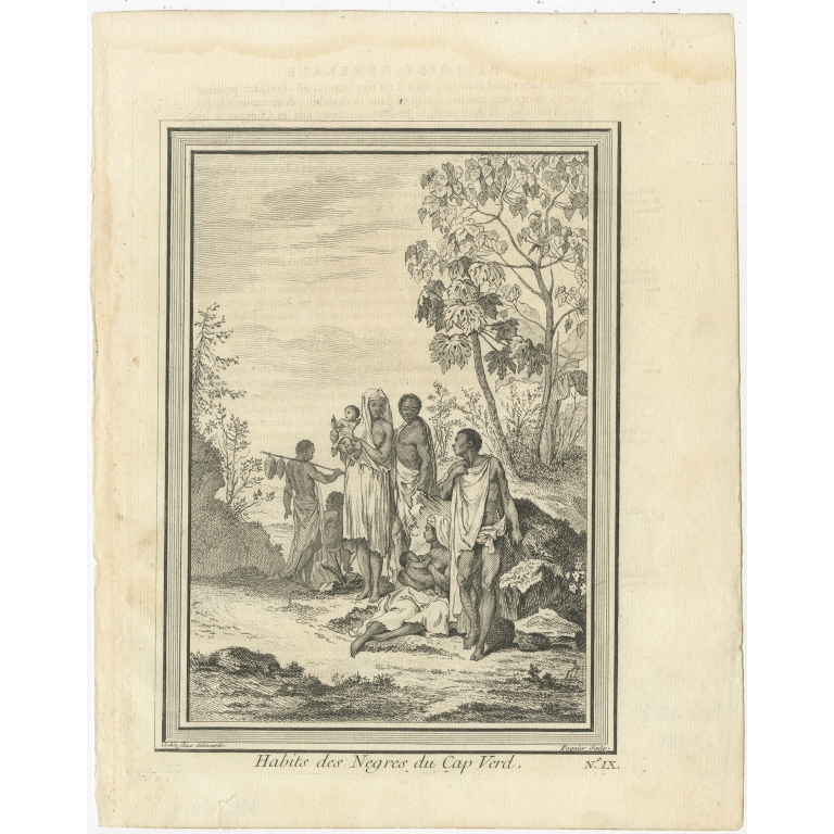 Antique Print of Inhabitants of Cape Verde by Prévost (1746)