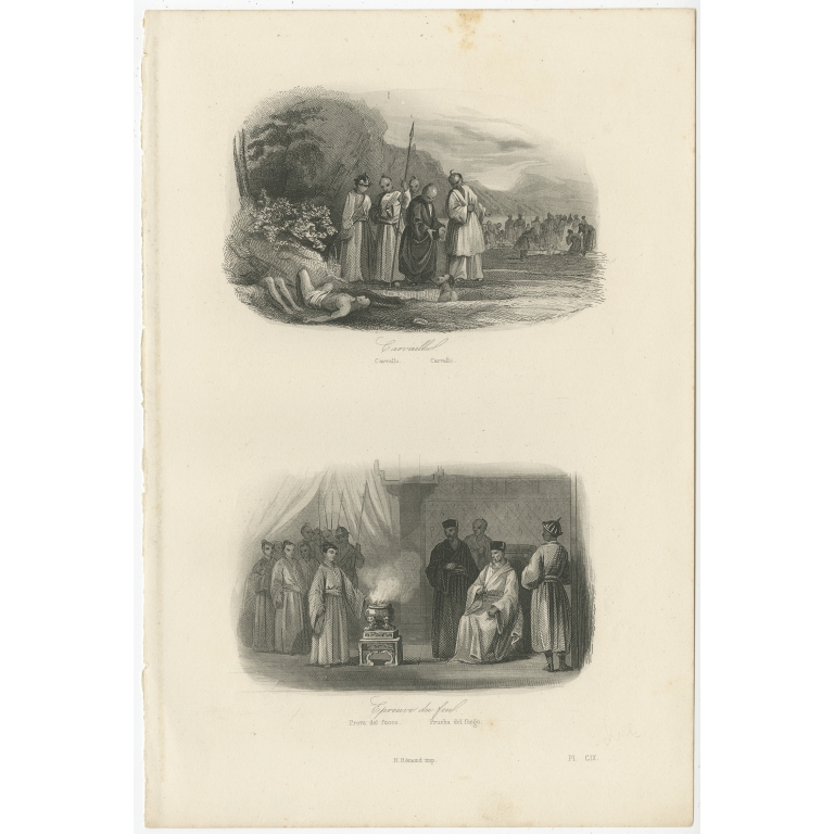 Pl. 109 Antique Print of Religious Persecution by Henrion (1847)