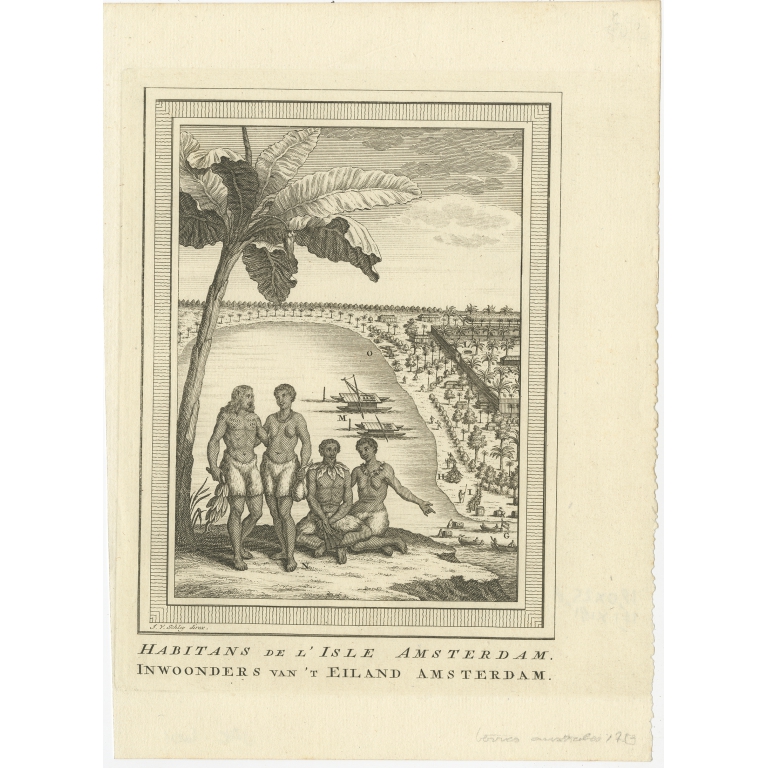 Antique Print of the Inhabitants of Amsterdam Island by Van Schley (1759)