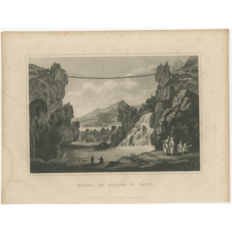 Antique Print of the Luding Bridge by Kelly (c.1850)