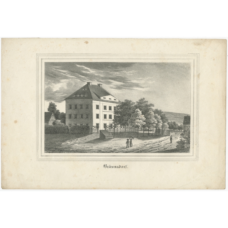 Antique Print of Braunsdorf by Ketzschau (c.1840)