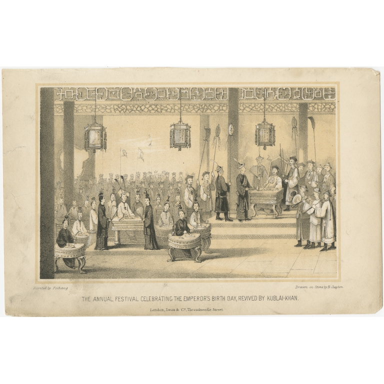 Antique Print of the Festival celebrating the Emperor's Birthday by Corner (1843)