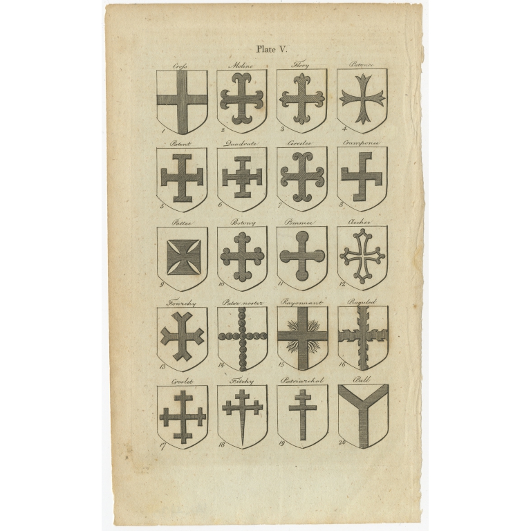 Antique Print of Heraldry Crosses (c.1820)
