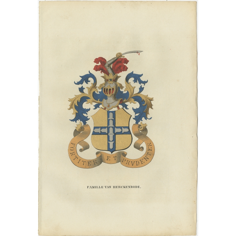Antique Genealogy Print of the 'Van Herckenrode' family by Herckenrode (1862)
