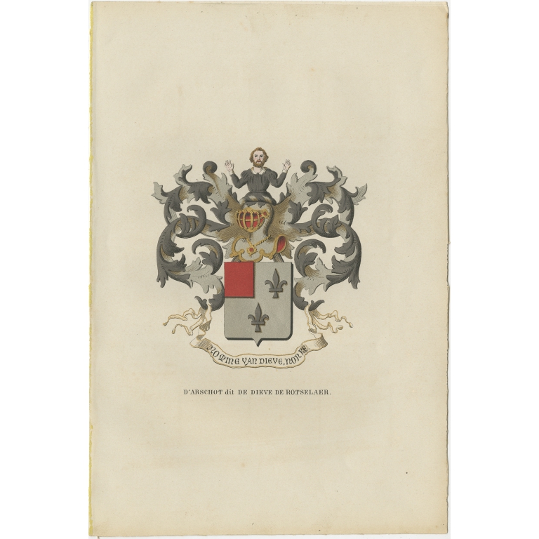Antique Genealogy Print of the 'D'Arschot dit de Dieve de Rotselaer' family by Herckenrode (1862)