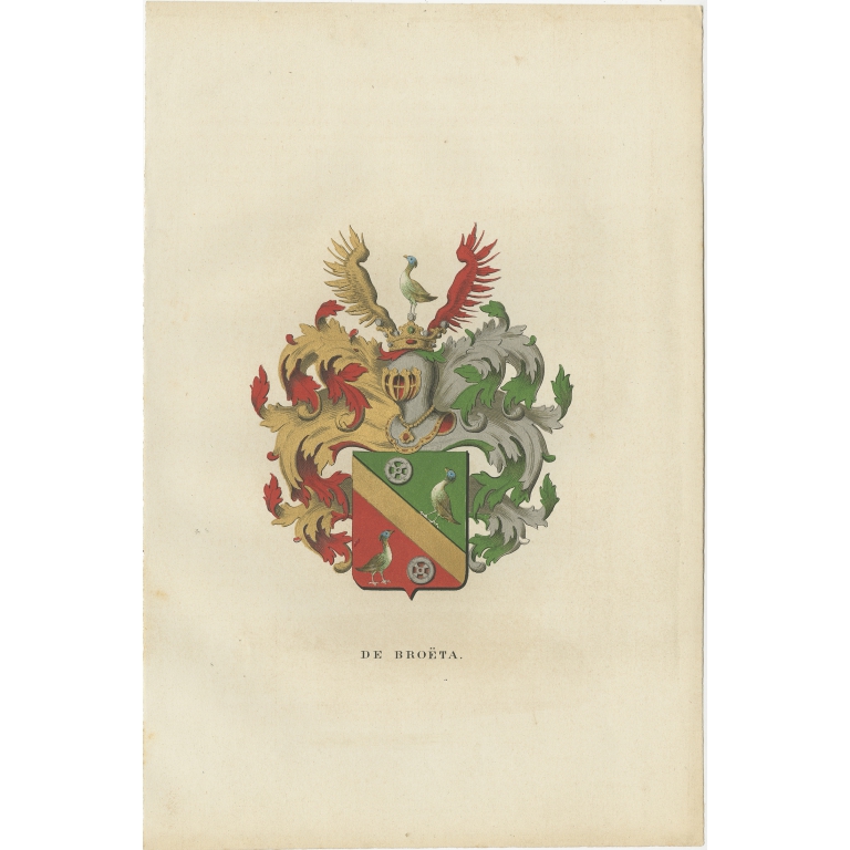 Antique Genealogy Print of the 'De Broëta' family by Herckenrode (1862)