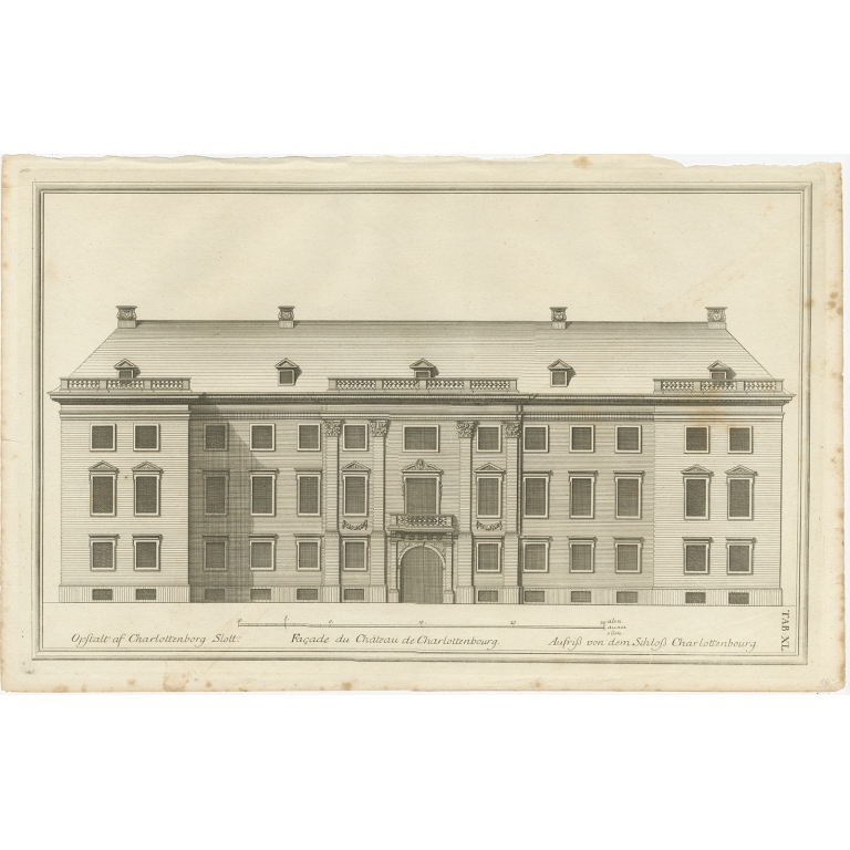 Pl. 40 Antique Print of Charlottenborg Palace (c.1790)