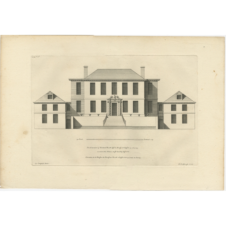 Antique Print of the House of Richard Rooth by Campbell (1717)