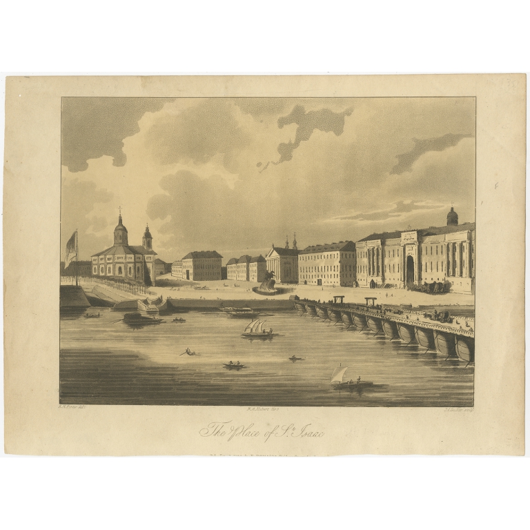 Antique Print of Saint Isaac's Square by Hubert (c.1810)