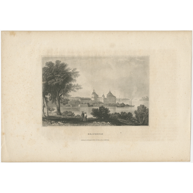 Antique Print of Gripsholm Castle by Meyer (1851)