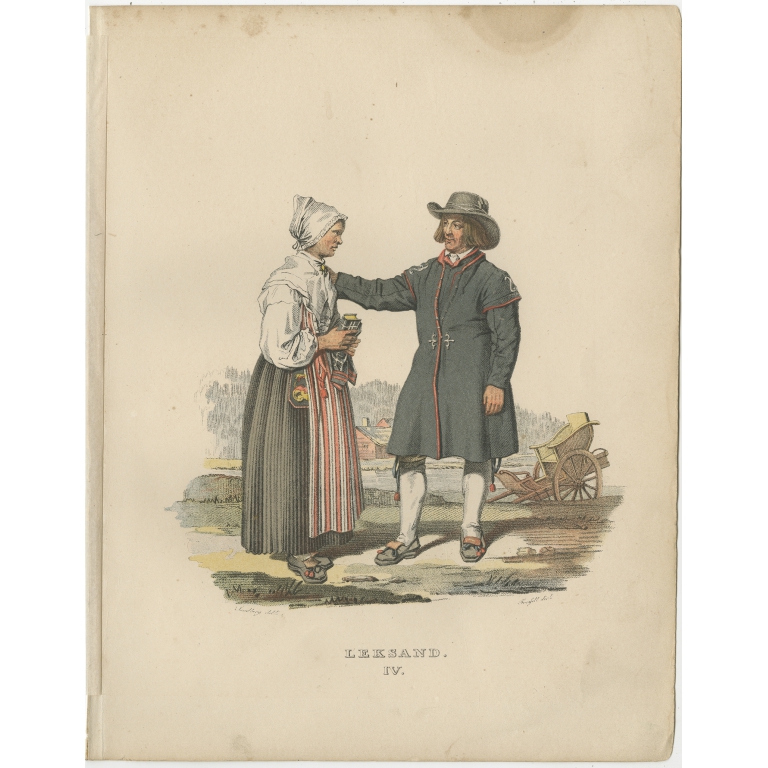 Pl. 4 Antique Costume Print of Leksand by Sandberg (c.1864)