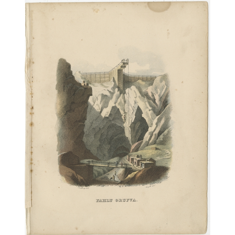 Antique Print of the Falun Mine by Sandberg (c.1864)