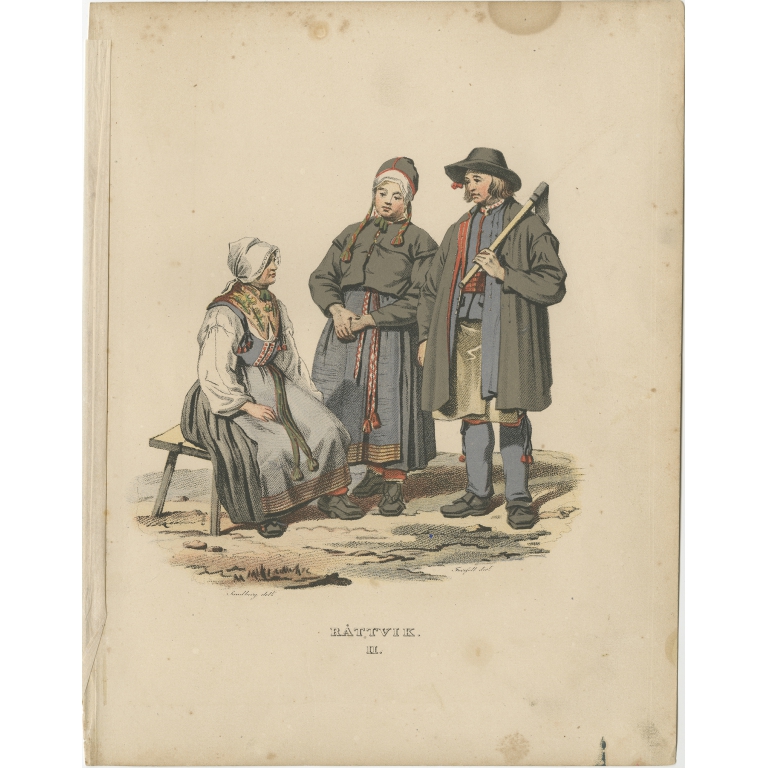 Pl. 2 Antique Costume Print of Rättvik by Sandberg (c.1864)