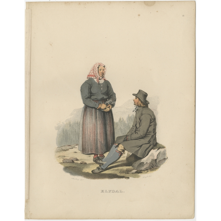 Antique Costume Print of Älvdalen by Sandberg (c.1864)