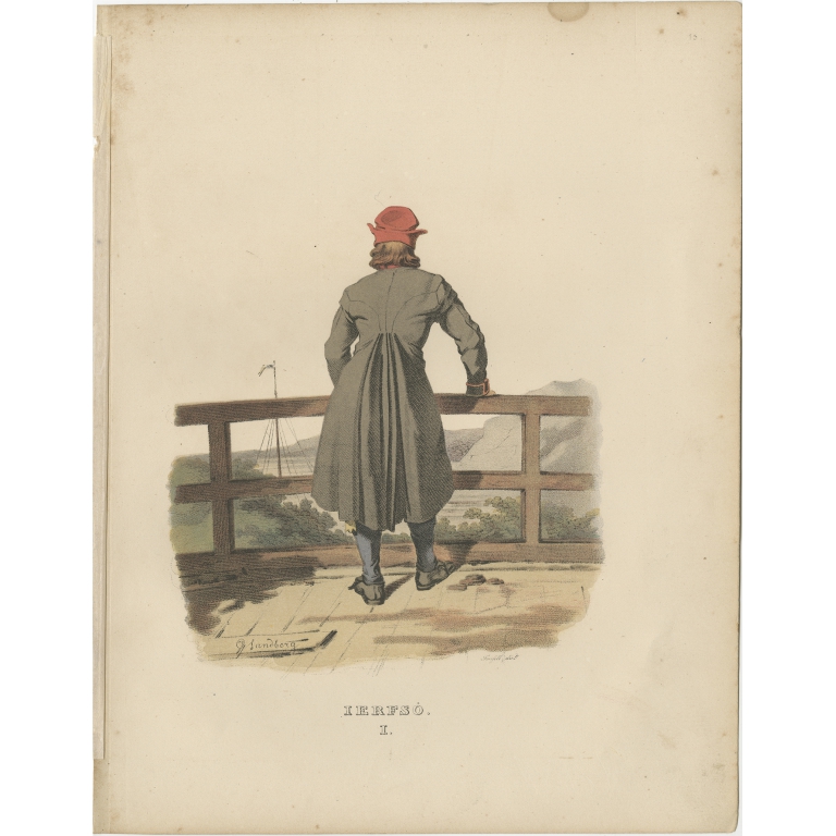 Antique Costume Print of Järvsö by Sandberg (c.1864)