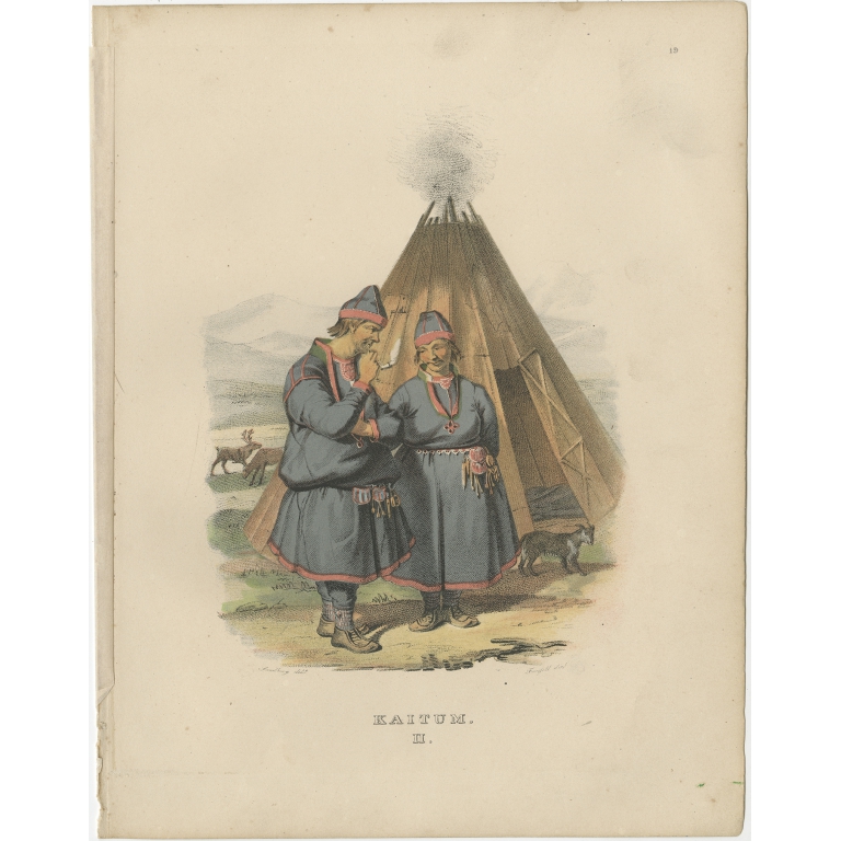 Pl. 2 Antique Costume Print of Kaitum by Sandberg (c.1864)