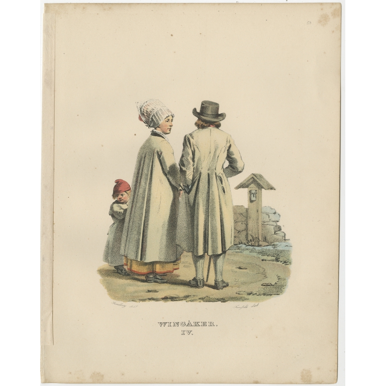 Pl. 4 Antique Costume Print of Vingåker by Sandberg (c.1864)