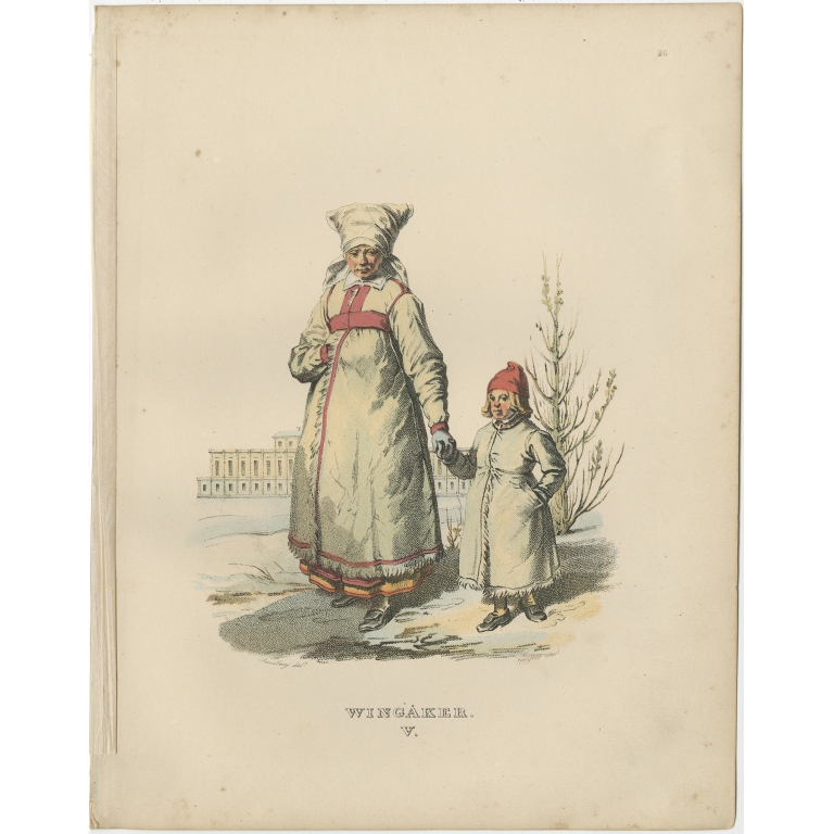 Pl. 5 Antique Costume Print of Vingåker by Sandberg (c.1864)