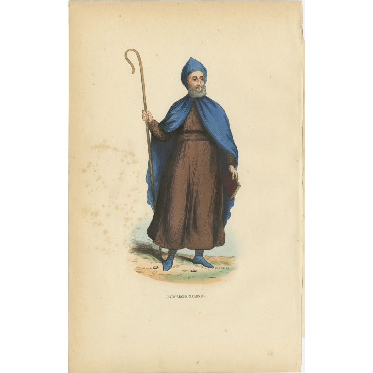 Antique Print of a Maronite Patriarch by Tiron (1845)