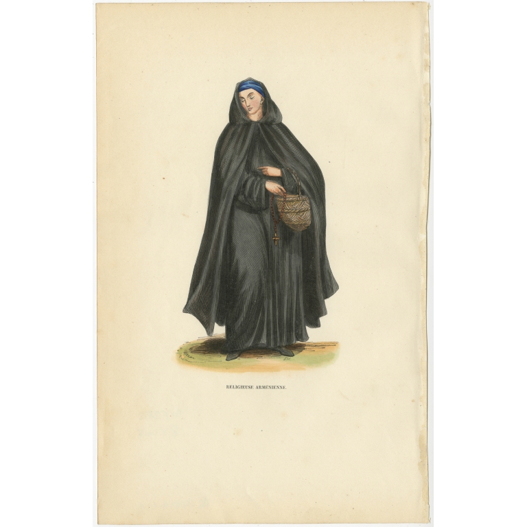 Antique Print of an Armenian Nun by Tiron (1845)