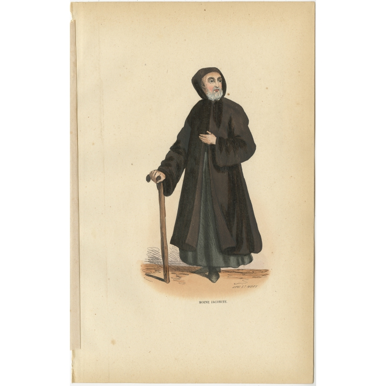 Antique Print of a Jacobite Monk by Tiron (1845)