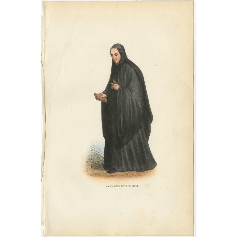 Antique Print of a Cluny Benedictine by Tiron (1845)