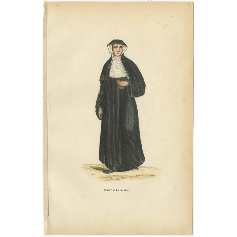 Antique Print of an Augustinian of Flanders by Tiron (1845)