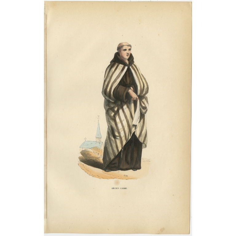 Antique Print of a Carmelite by Tiron (1845)