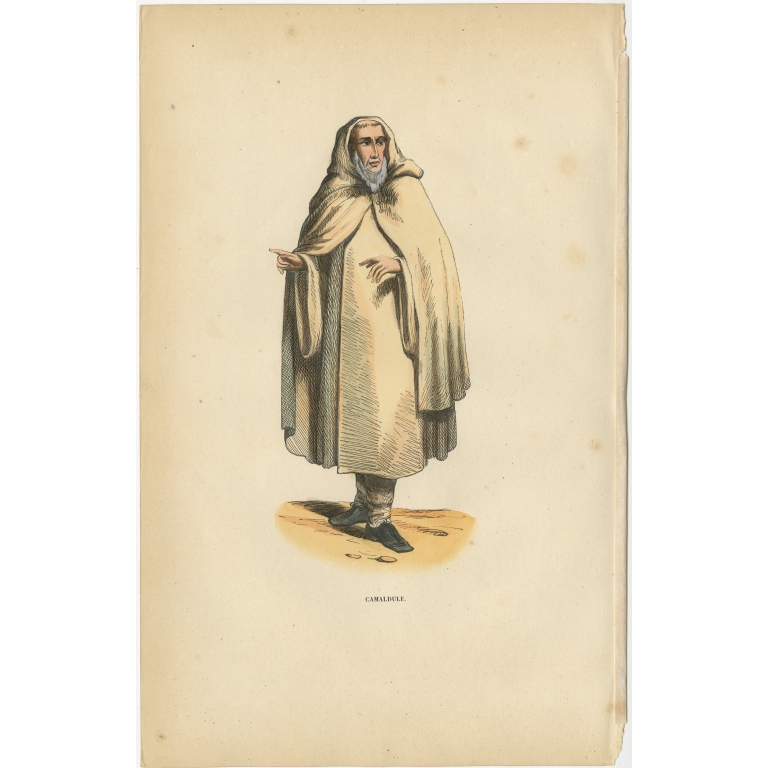 Antique Print of a Camaldolese Monk by Tiron (1845)