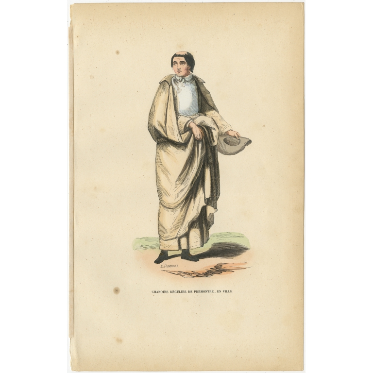 Antique Print of a Canon of Prémontre by Tiron (1845)