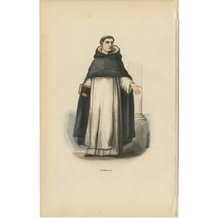 Antique Print of a Sylvestrine Monk by Tiron (1845)