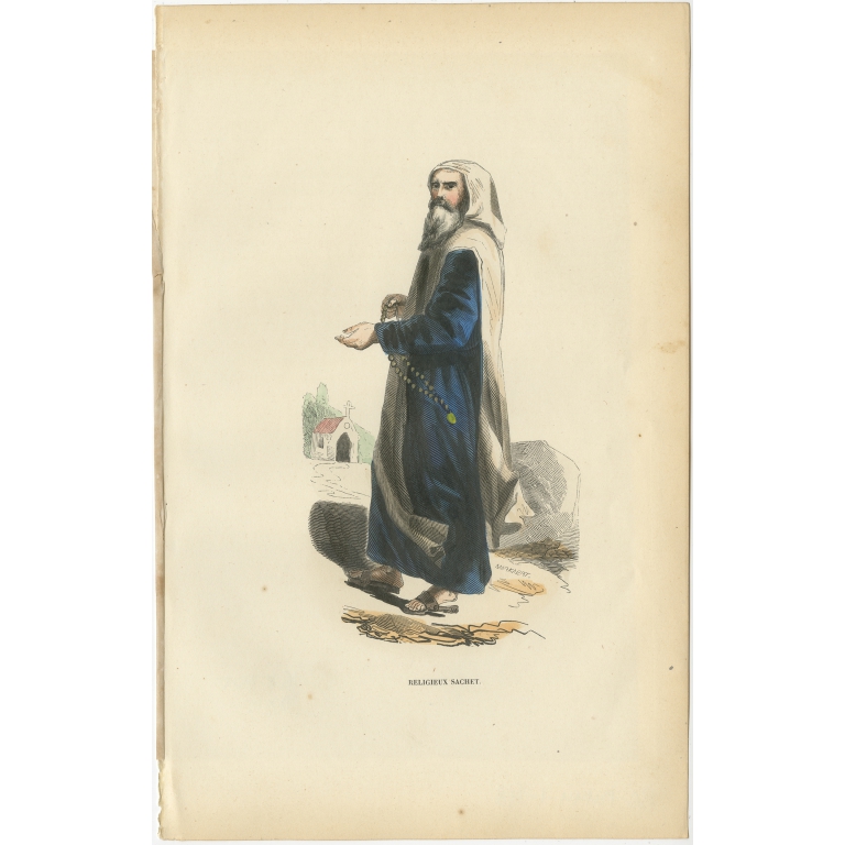 Antique Print of a Religious Person by Tiron (1845)