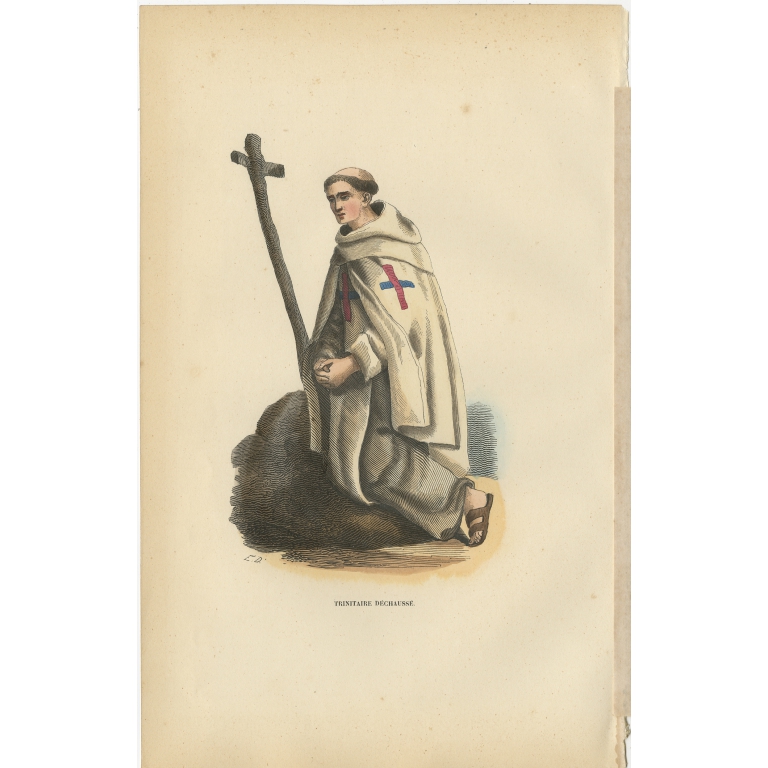 Antique Print of a Trinitarian Monk by Tiron (1845)