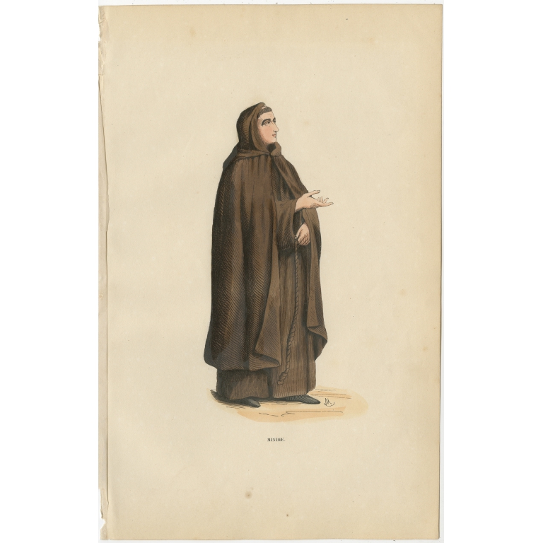 Antique Print of a Minim by Tiron (1845)