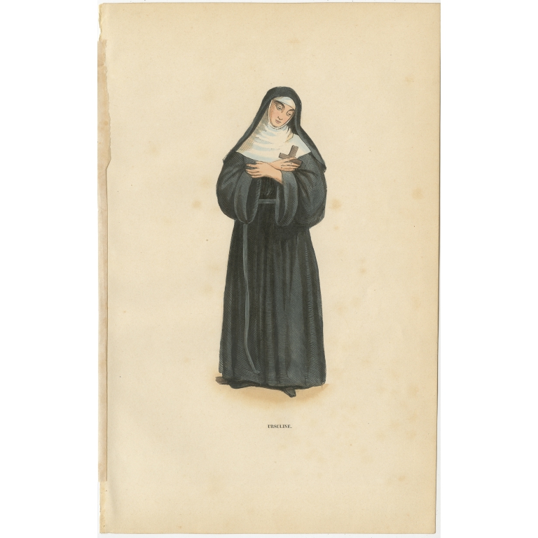 Antique Print of an Ursuline Sister by Tiron (1845)