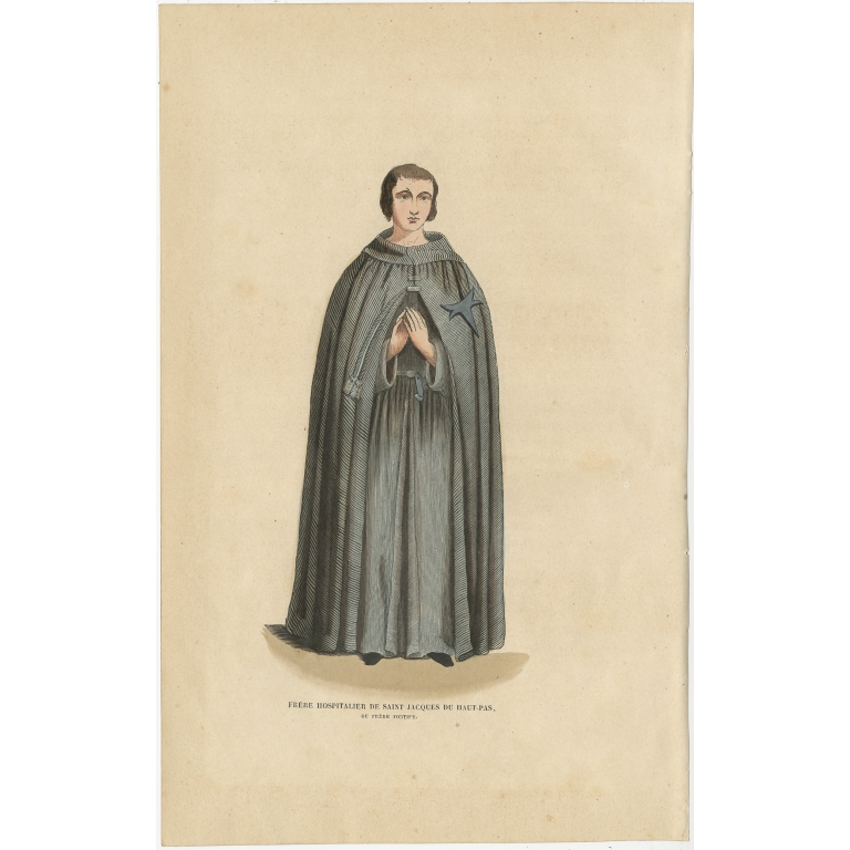 Antique Print of a Brother of Saint Jacques by Tiron (1845)