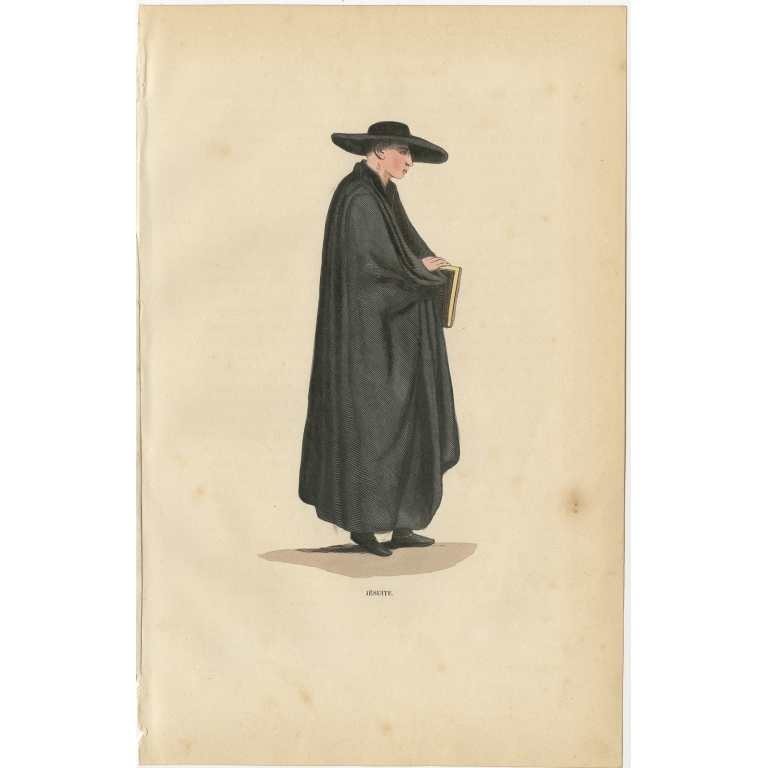 Antique Print of a Jesuit by Tiron (1845)