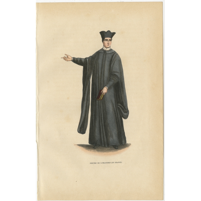Antique Print of a Priest of the Congregation of the Oratory of France by Tiron (1845)
