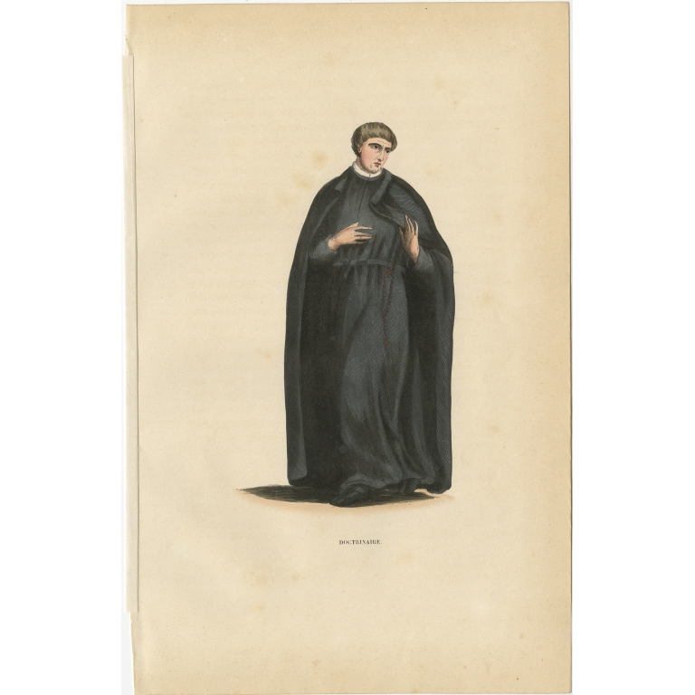 Antique Print of a Priest of the Christian Doctrine Fathers by Tiron (1845)