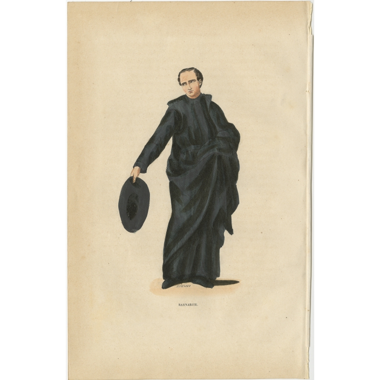 Antique Print of a Priest of the Barnabites by Tiron (1845)