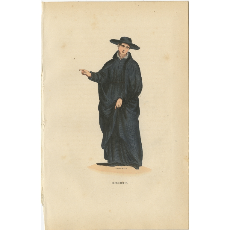 Antique Print of a Priest of the Clerics Regular Minor by Tiron (1845)