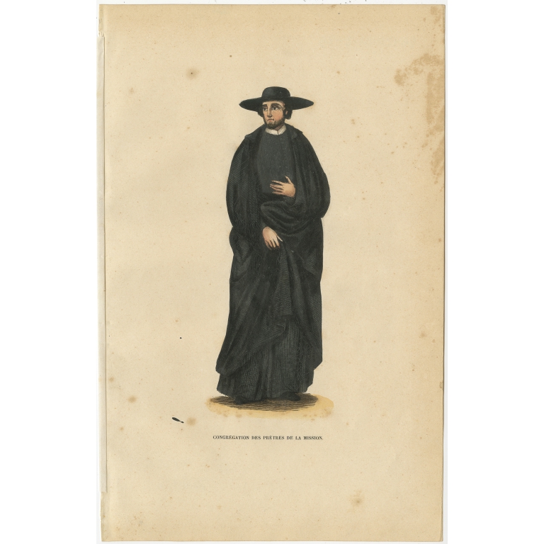 Antique Print of a Member of the Congregation of the Mission by Tiron (1845)