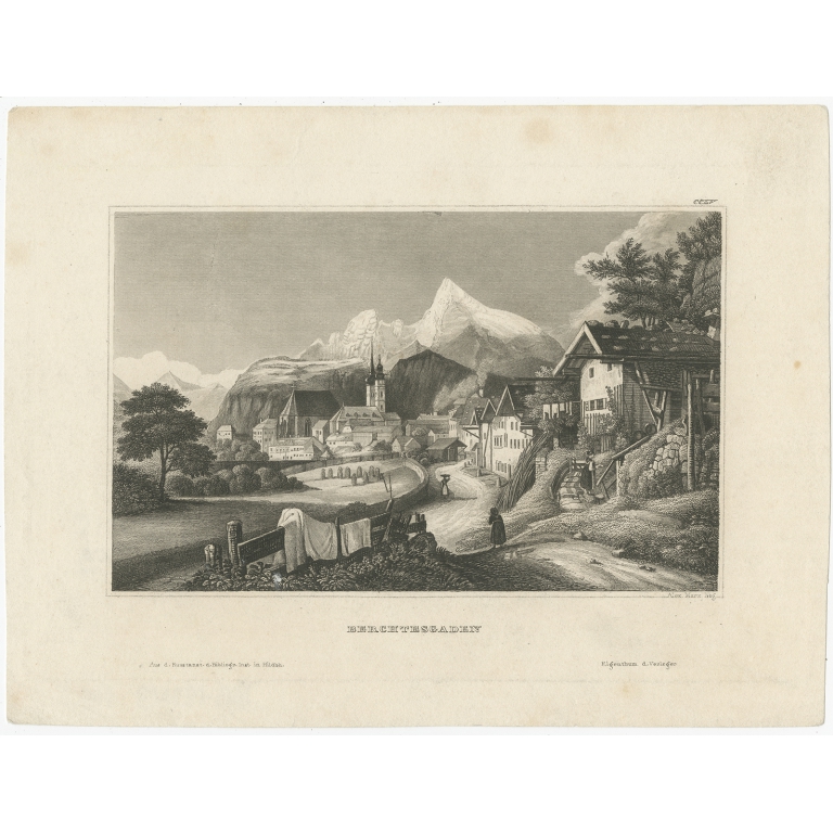 Antique Print of Berchtesgaden by Meyer (1839)