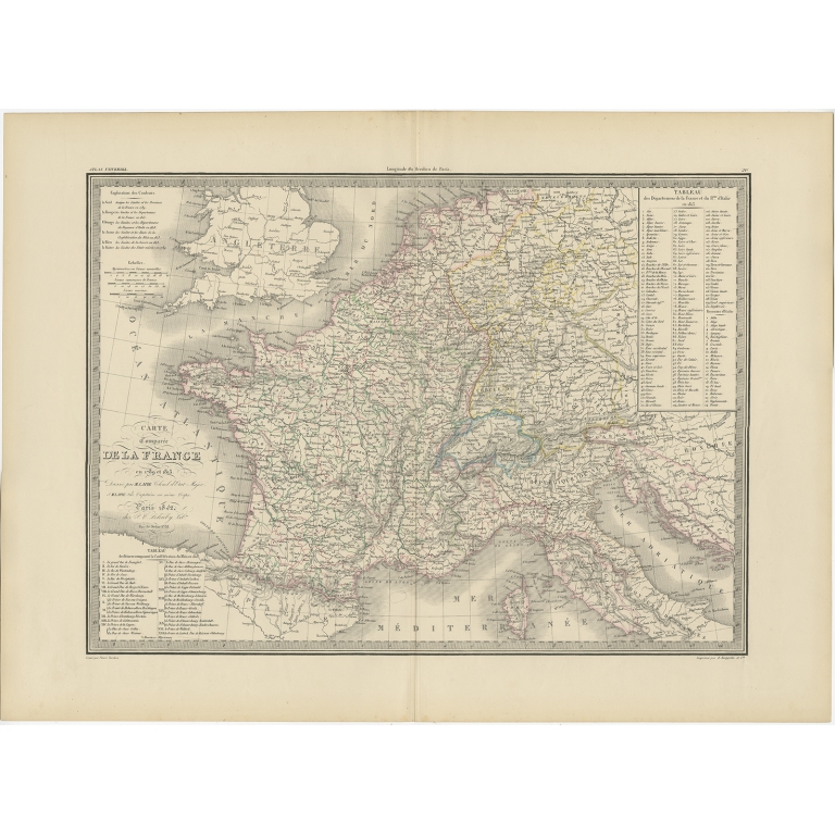 Antique Map of France by Lapie (1842)