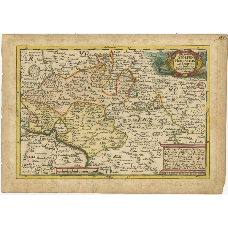 Antique Map of the Region of Hohenstein by Schreiber (1749)