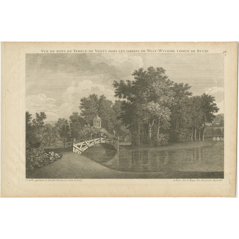 Pl. 16 Antique Print of West Wycombe Park by Le Rouge (c.1785)