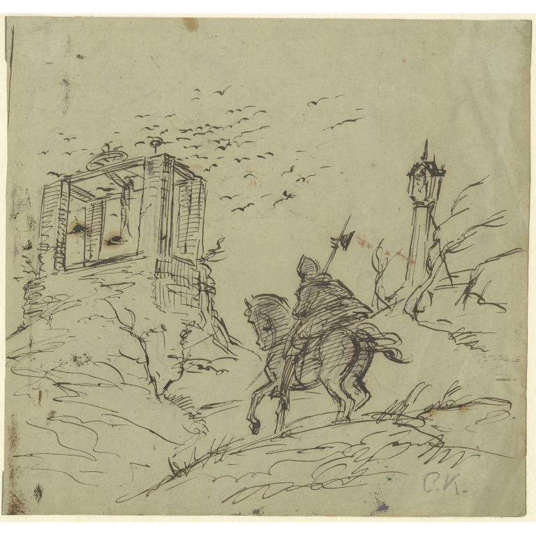 Antique Sketch of a Knight on a Horse (c.1830)