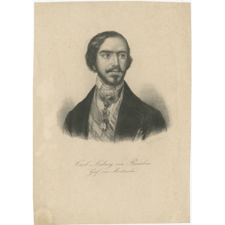 Antique Portrait of Carlos Luis María Fernando de Borbón y Braganza (c.1860)