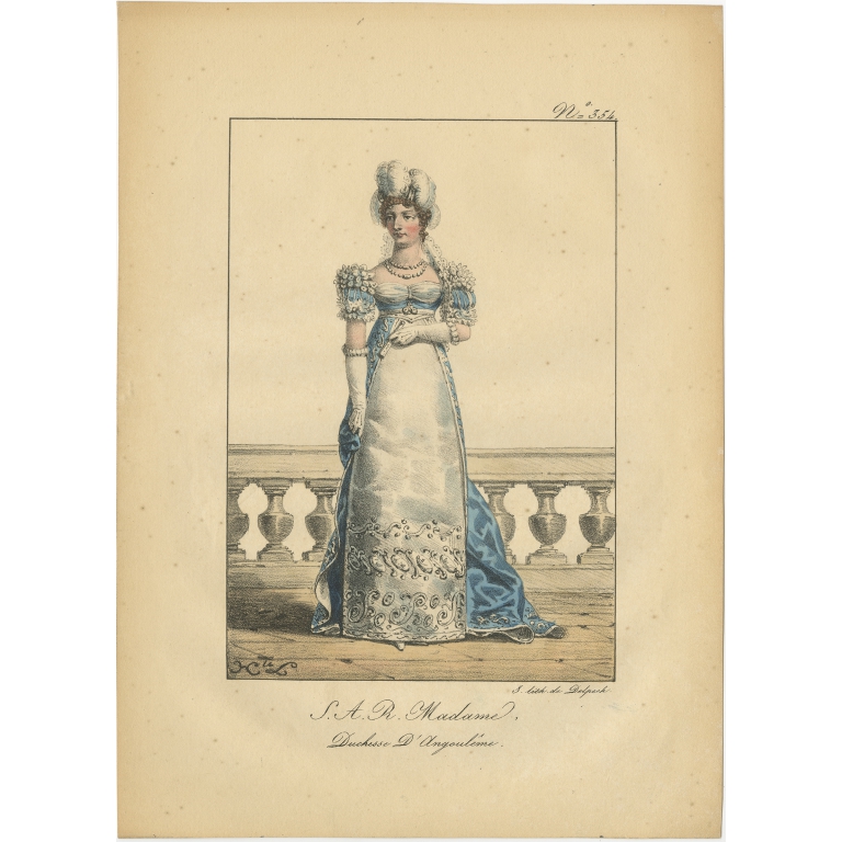 Antique Print of Marie-Thérèse Charlotte of France by Lecomte (1820)