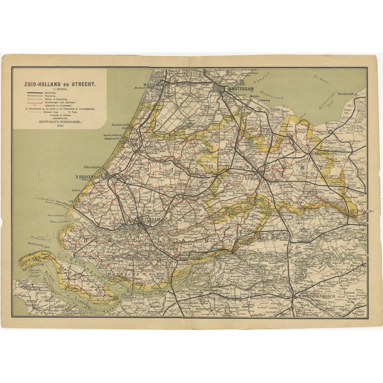 Antique Map of Zuid-Holland and Utrecht by Seyffardt (1902)